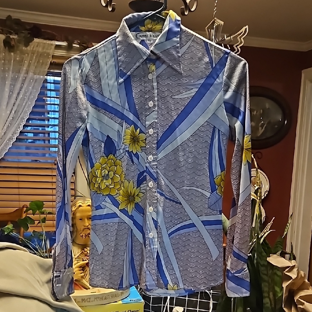 Blue Floral Patterned Men's Shirt